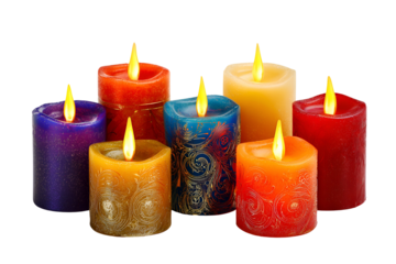 Colorful Candles Burning Brightly in the Dark