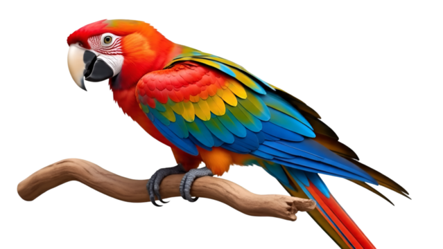 Pair of Colorful Lovebirds Sitting Together Isolated on White Background