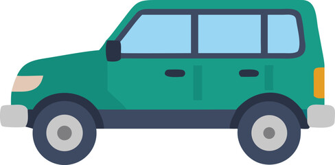 A green car positioned on a plain white background, showcasing its vibrant color and sleek design.