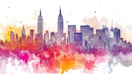 Obraz premium Vibrant cityscape with colorful skyscrapers in urban environment