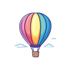 Fototapeta premium Colorful Hot Air Balloon Floating with Simple Clouds in the Sky
