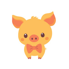 Fototapeta premium Cute Cartoon Pig Wearing a Bow Tie in Vibrant Colors