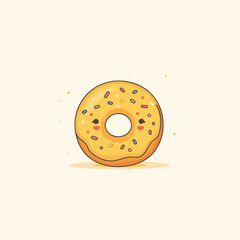 Obraz premium Cute Yellow Donut with Sprinkles and a Smiling Face