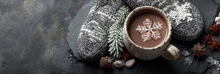 W&Auml;RMENDE WINTERKOMPOSITION: HEISSER KAKAO UND WOLLHANDSCHUHE