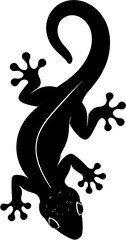 Obraz premium Striking black silhouette of a gecko featuring a distinctive curled tail and textured toe pads.