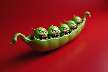 3D Characters of Peas Become Little Monsters