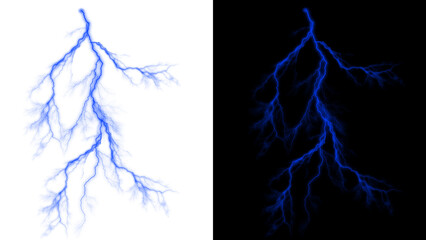 Obraz premium Dramatic lightning strike and thunder overlay with electric storm energy. Powerful weather effect ideal for dramatic nature scenes and designs. electric spark and shock effect, symbolizing force