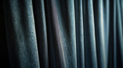 Fototapeta premium Dark textured curtains in serene indoor setting during daytime