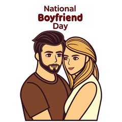 Cartoon Couple Embraces for National Boyfriend Day