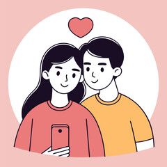 Happy Couple Taking a Selfie, Expressing Love