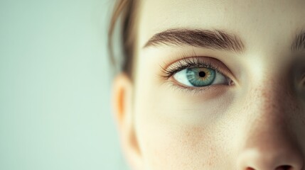 Young woman in contemplative mood during daytime studio portrait