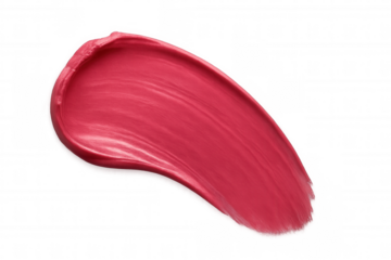 Vibrant red lipstick smearing across transparent surface, revealing creamy texture and bold cosmetic aesthetic for makeup design