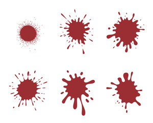 Collection of red splatter paint splashes silhouette