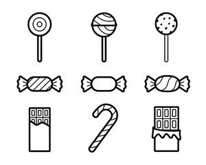 Collection of candy icons silhouette