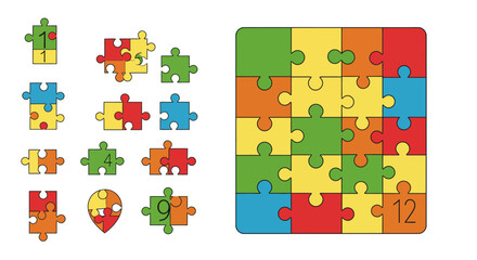 Puzzle Template Vector Illustration Collection