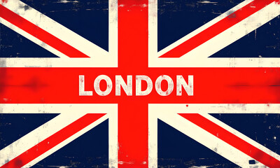 Grunge Union Jack with "London" Text: Vintage British Flag Illustration