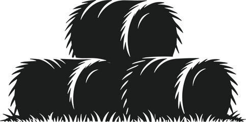 Hay Bale Stack Silhouette Vector for Autumn Harvest and Farm Designs