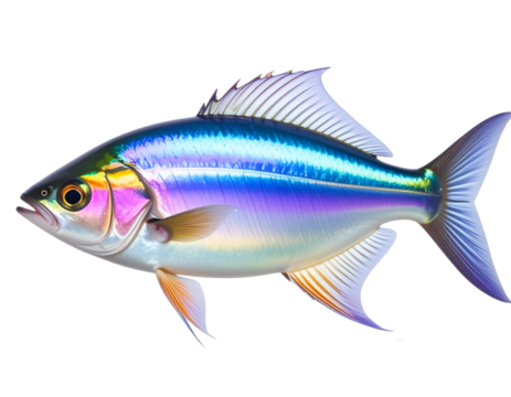 Top-Down View of Artistic Fish with Gradient Colors, Transparent Background