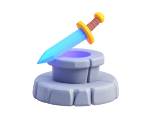 3D Cartoon Sword in Stone