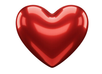 Shiny red heart shape isolated on transparent background