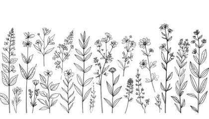 Line art floral collection