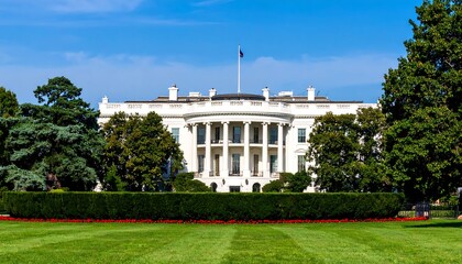 White House under bright blue sky