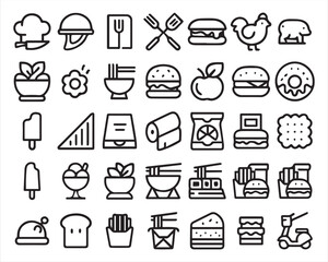 Restaurant, food, bold line icons 
