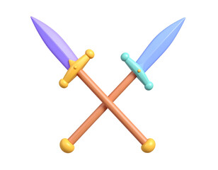 Pastel 3D Swords Crossed