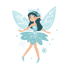 Joyful Winter Fairy with Delicate IceInspired Wings and Dress