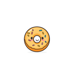 Obraz premium Kawaii Donut with Peach Glaze and Colorful Sprinkles Smiling Sweetly