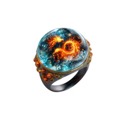 Mystical Fire Dragon Ring Fantasy Jewelry with Celestial Design