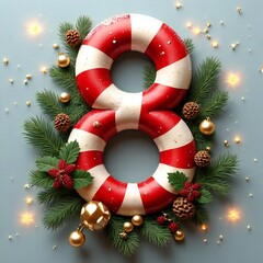 Christmas candy cane number 8