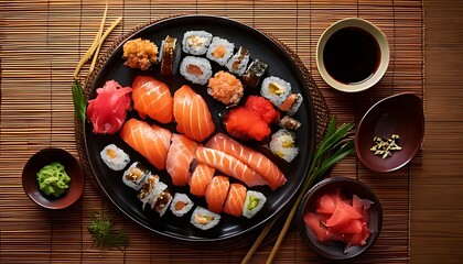Savor exquisite sushi and sashimi platter, a delightful culinary experience for any occasion
