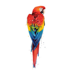 Fototapeta premium Vibrant macaw portrait with textured feather effect against a clean transparent canvas
