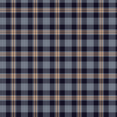 Seamless vector illustration of a classic blue and white gingham check pattern on a textured fabric backdrop