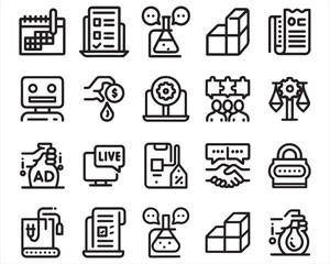 Social media strategy, bold line icons 