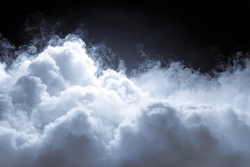 Obraz premium Dense white smoke clouds against a dark background