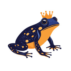 Naklejka premium Royal Frog Adorned with a Golden Crown Displaying Unique Coloration and Design
