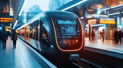 A glowing data receiver installed on a futuristic train