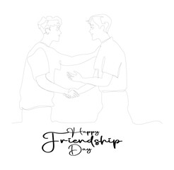 Vector graphic illustration of Happy Friendship Day image design with single line.