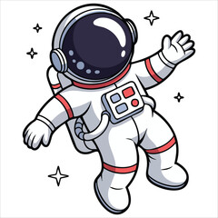 cute astronaut floating vector art isolated white