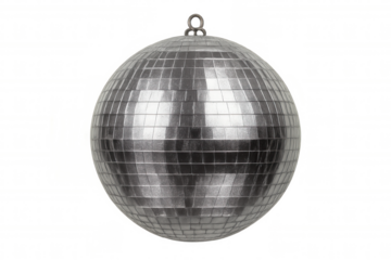 Classic disco ball rotating and reflecting light, isolated on transparent background, perfect for party and entertainment visuals