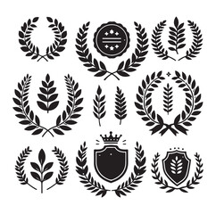 laurel sign set  logo design set vector