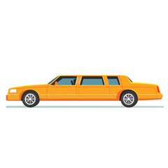 Fototapeta premium Sleek Yellow Limousine in Profile Illustrating Luxury and Transportation