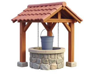 3D Model Wooden Well Illustration