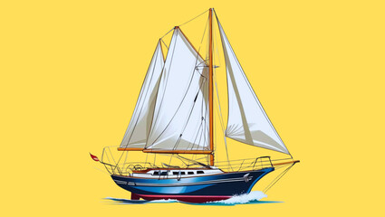 Sailboat vector with transparent background, 3D rendering