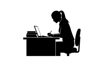 focused businesswoman working at desk laptop and notes achieving professional success and meeting deadlines