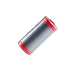 Clear cylindrical capsule with red ends isolated on transparent background