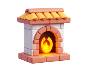 Cozy 3D Fireplace Illustration