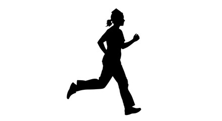 Obraz premium healthcare professional running a silhouette image representing speed efficiency and dedication in medical care